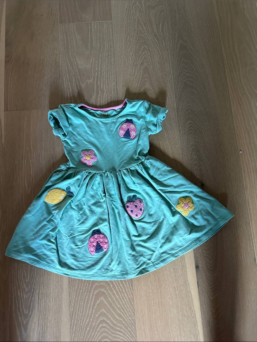 Kids Little Sleepies Green Short-Sleeve Dress with Appliqués